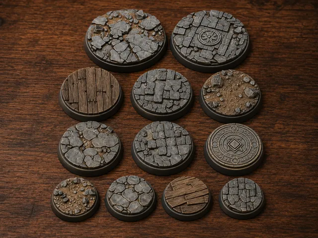 Set di basi sceniche fantasy per miniature