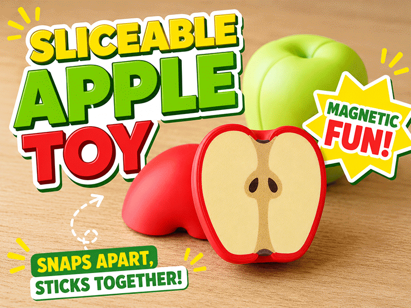 Sliceable magnetic apple toy