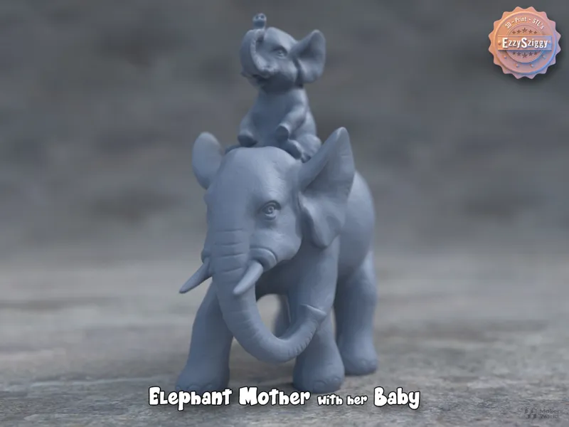 Elephant Mother with her Baby