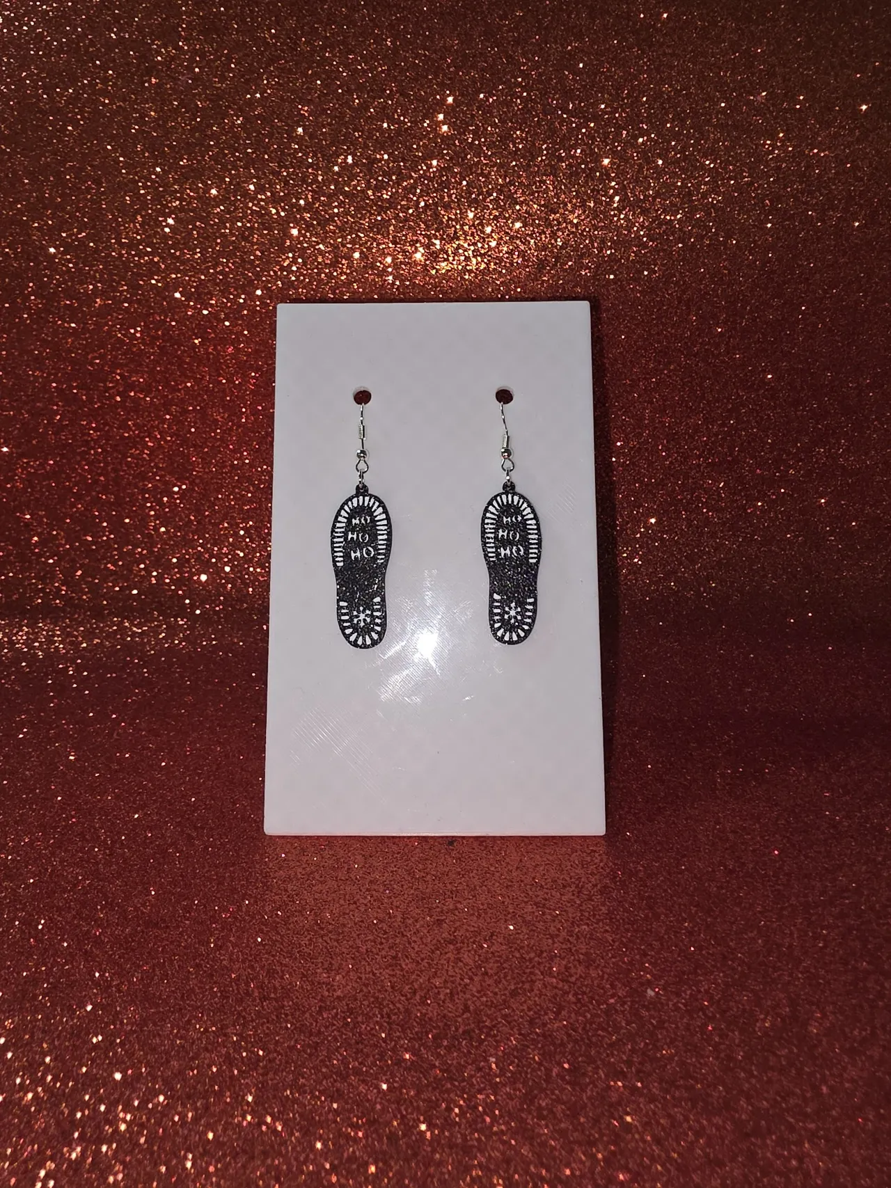 Santa footprints earrings view 2