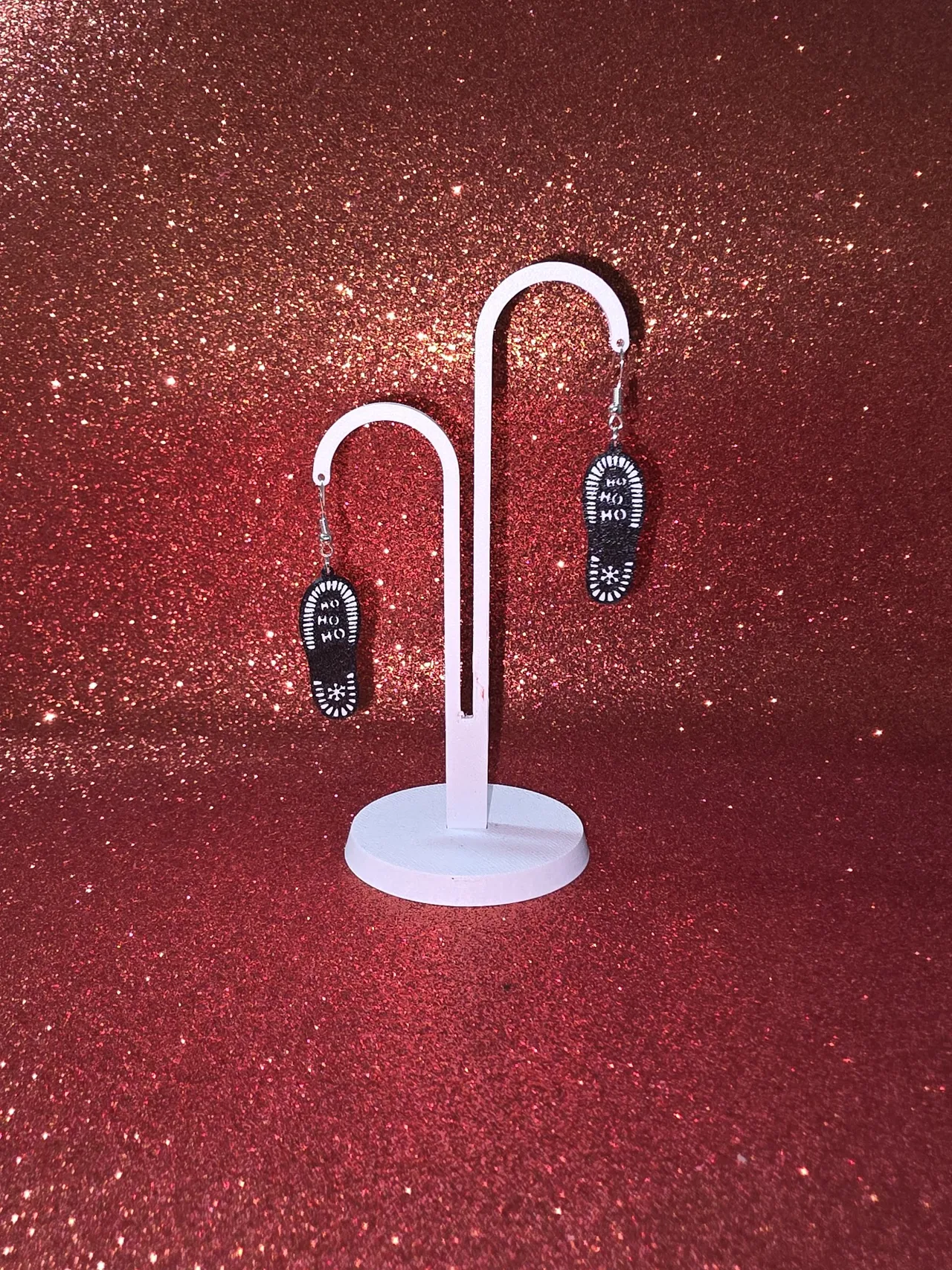 Santa footprints earrings view 3