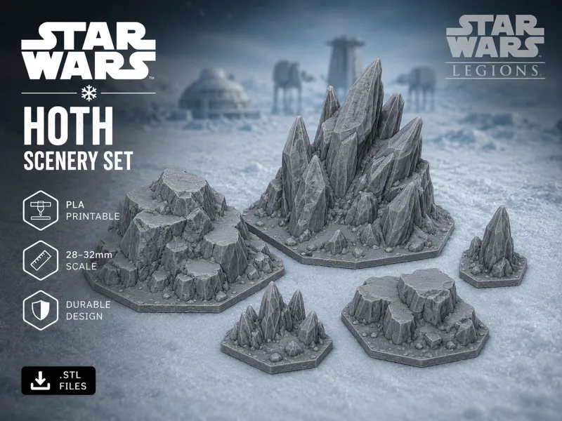 Hoth Frozen Scenery Set -  Tabletop Terrain