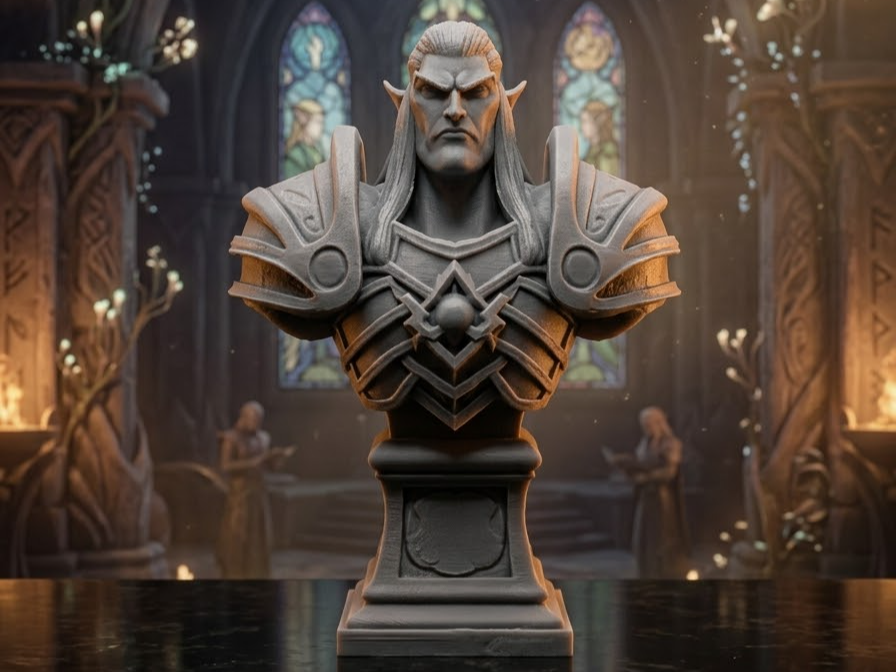 Busto di un Elfo Guerriero ispirato a Warcraft.
