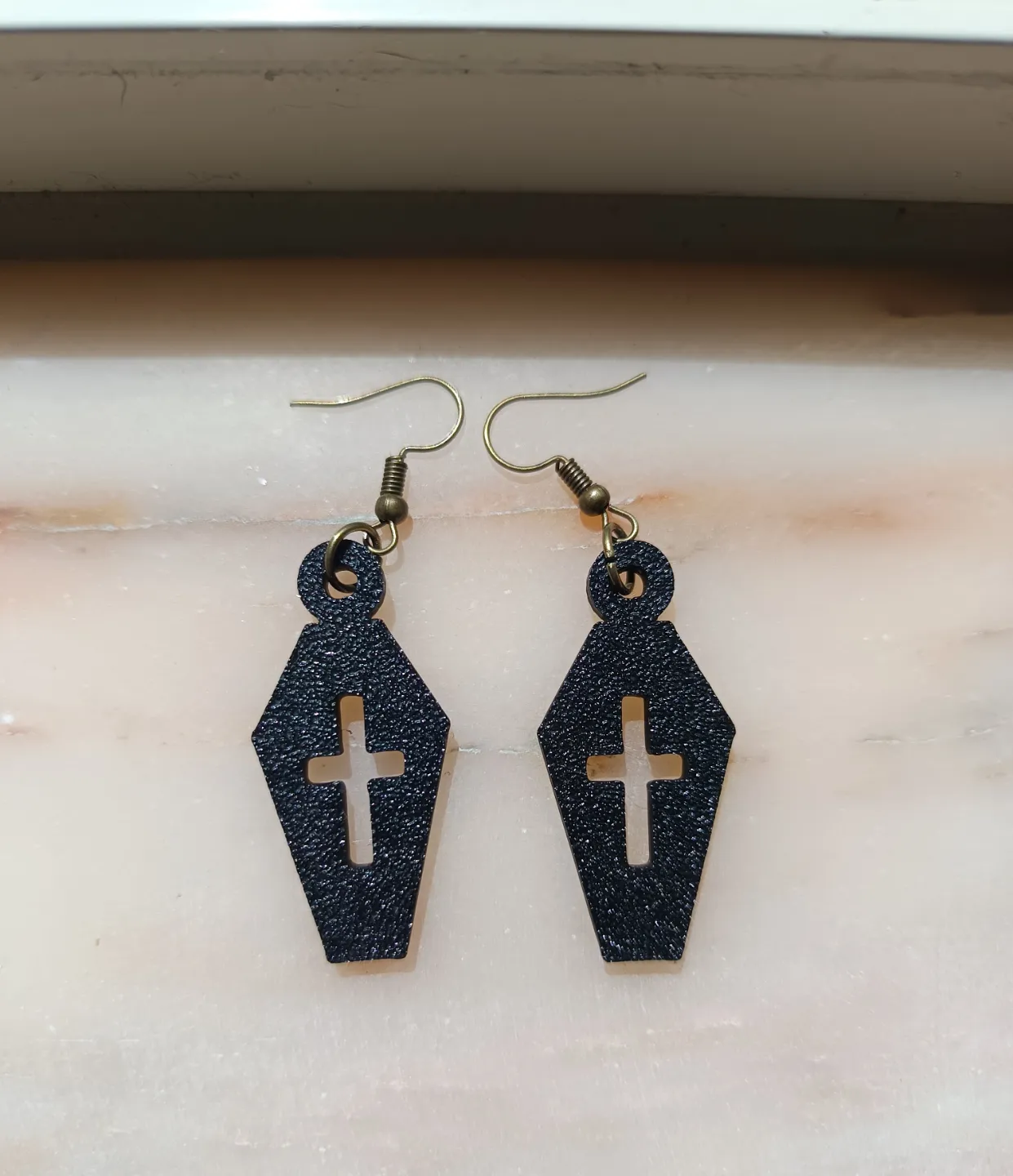 Coffin With Cross Halloween Earrings view 2