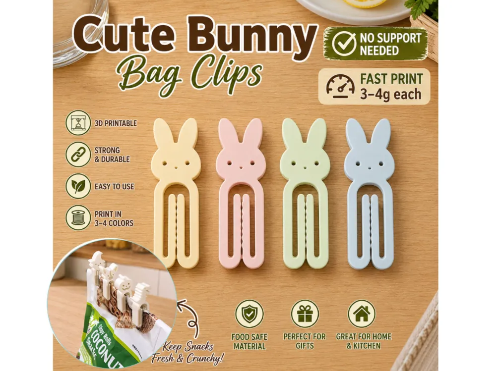 Clip o pieza de sujeción: Rabbit Bunny Cute Animal Bag Clips Paper Clip Fast. Referencia del modelo original.