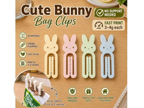 Clip o pieza de sujeción: Rabbit Bunny Cute Animal Bag Clips Paper Clip Fast — referencia de MakerWorld