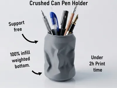 The Crushed Can - Unique Pen Holder Desk Organizer