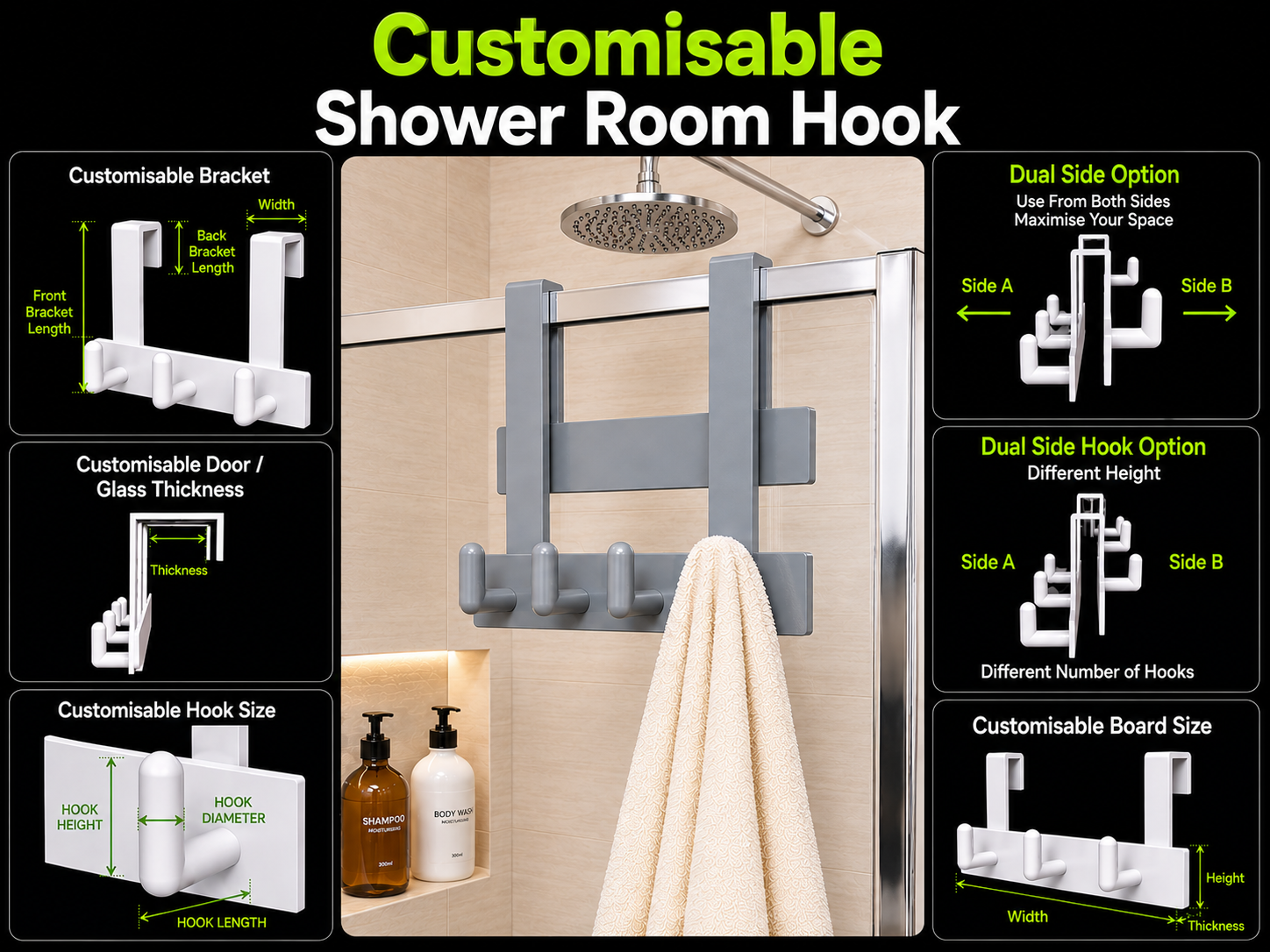Customisable Shower Room Hook