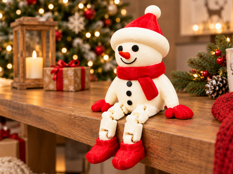 Niedlicher Weihnachts-Schneemann mit Nikolausmütze - 1