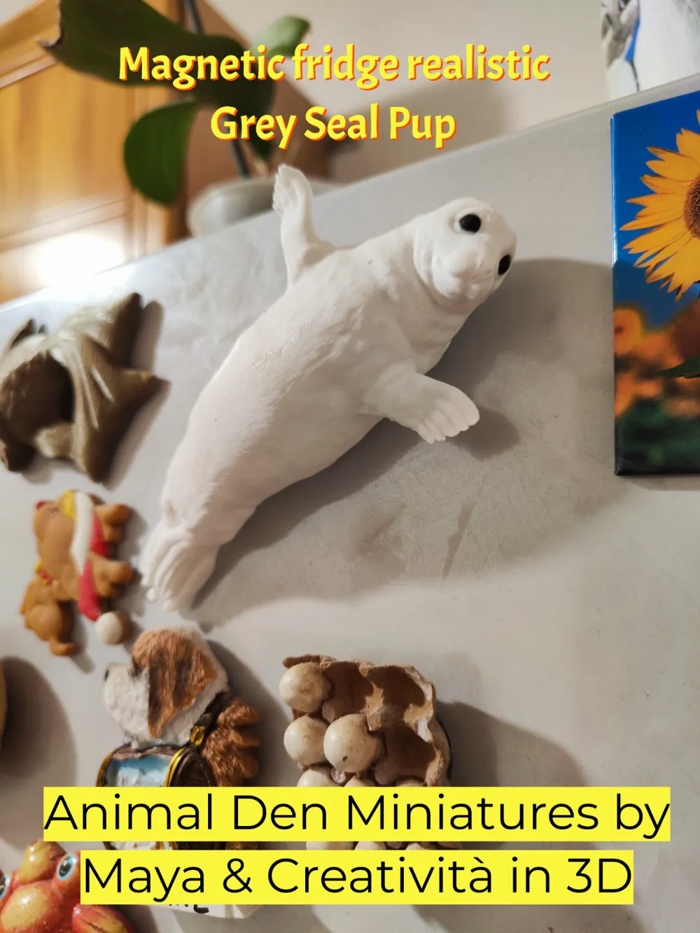 Magnetic fridge realistic Grey Seal Pup by Creatività in 3D - MakerWorld