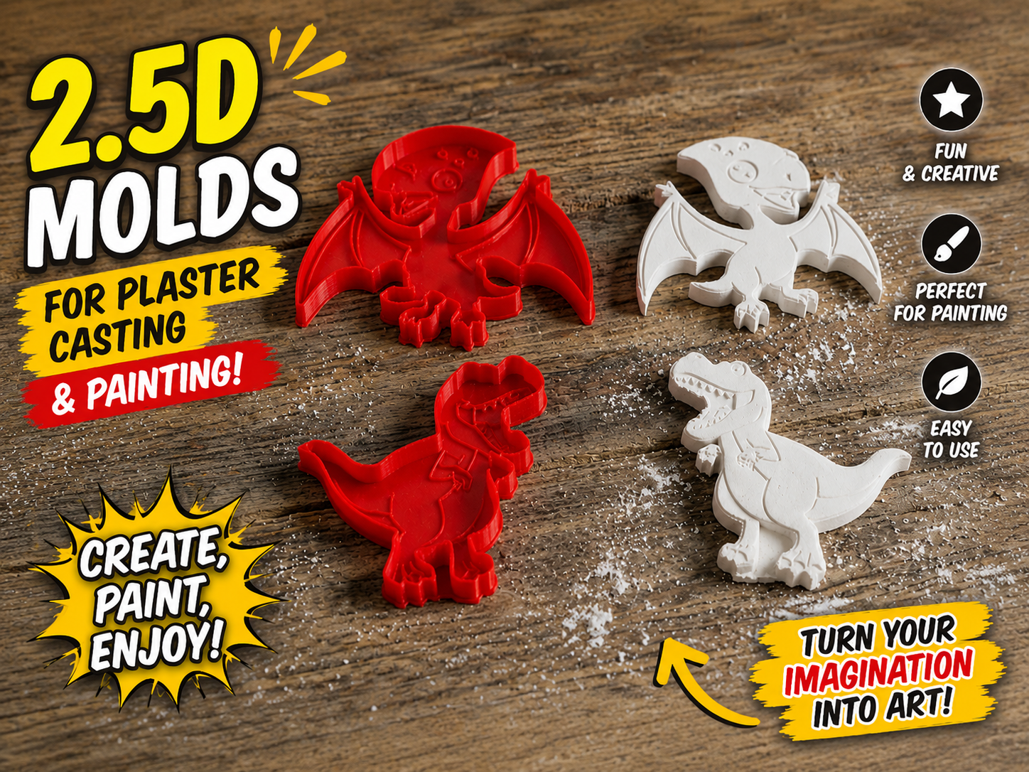 Plaster Molds for Kids Painting – Dino Edition