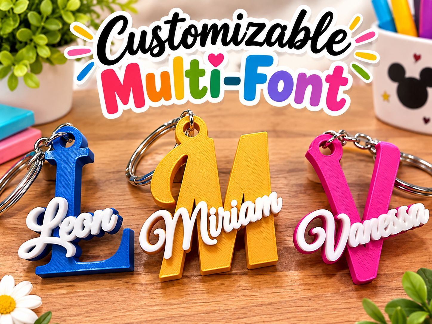 Customizable Letter Name Keychain - 1