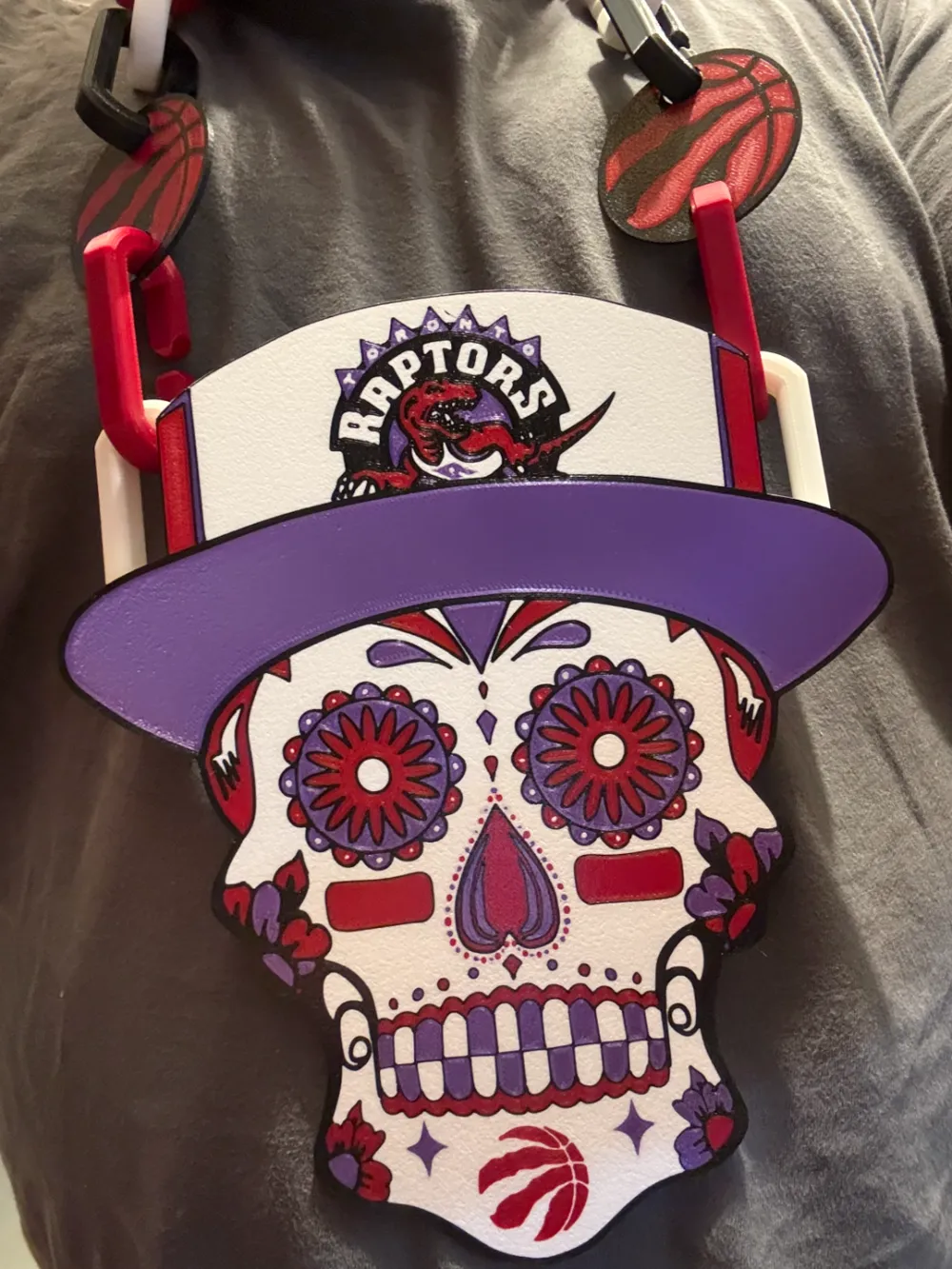 Silver Toronto Raptors Chain Sugar Skull