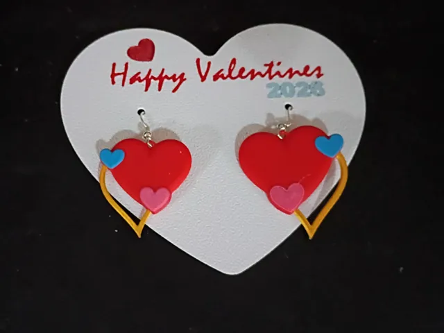 Vday 2026 Earrings Heart with Outline
