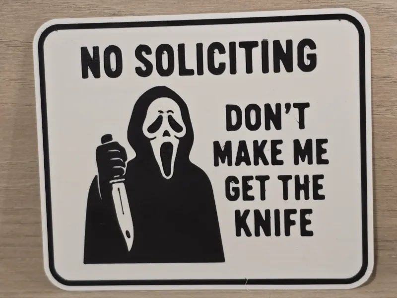 Scream No Soliciting Sign