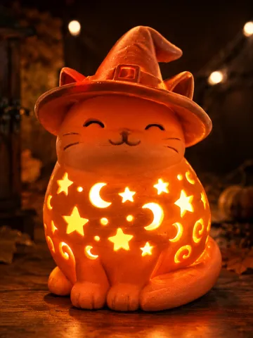 Accesorio de iluminación decorativa: Halloween Witch Cat Lantern — vista de referencia 2
