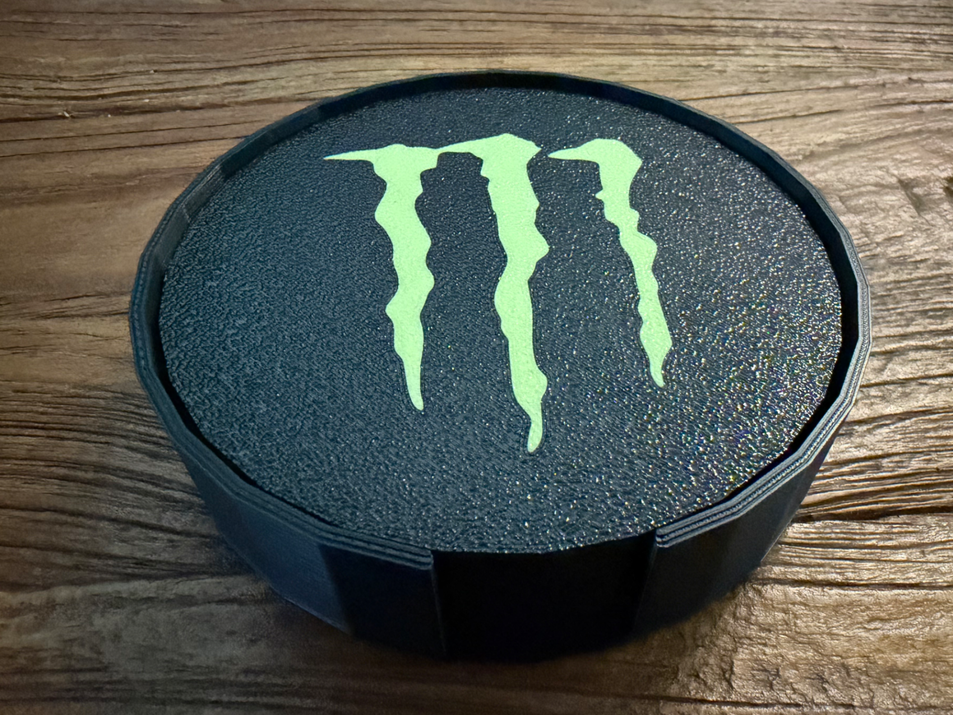 Monster inspired coaster set with holder