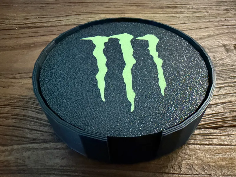 Monster inspired coaster set with holder