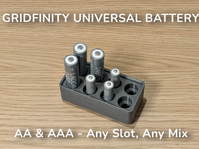 Gridfinity Universal AA/AAA Battery Holder