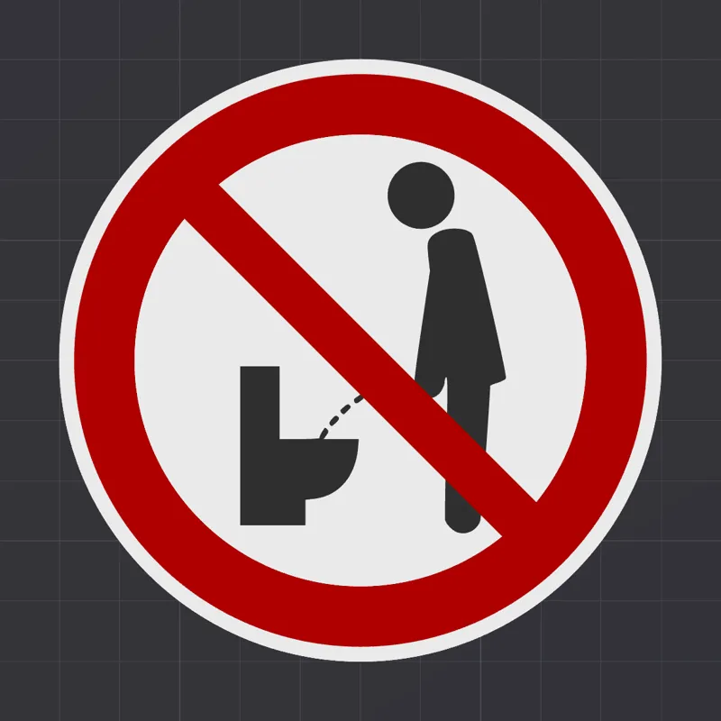 No peeing while standing sign 100mm - ISO 7010