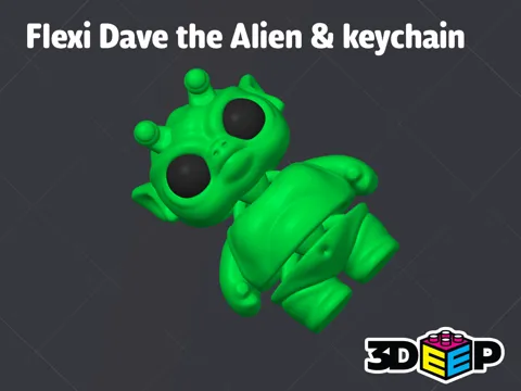 Flexi Dave The Alien & Keychain - No Supports view 2