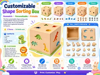Customizable Sorting Cube Dinosaur, Space 5 Themes