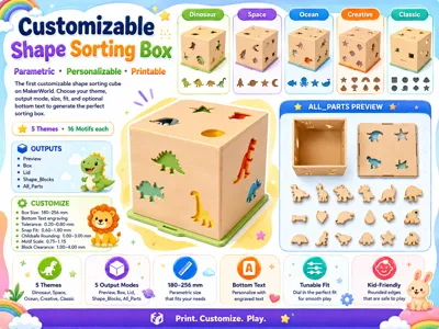 Customizable Sorting Cube Dinosaur, Space 5 Themes