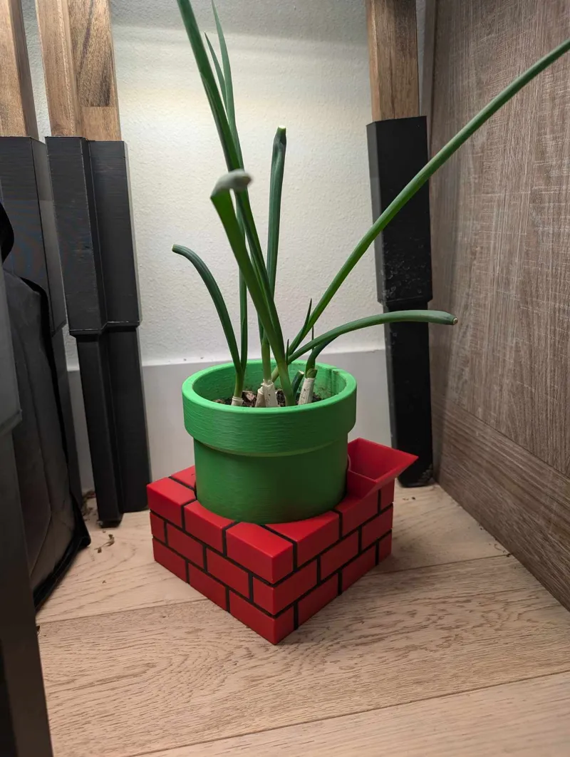 Mario pipe planter no AMS, self watering with wick