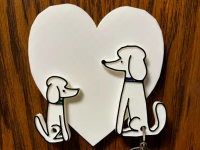 keyholder poodles with heart