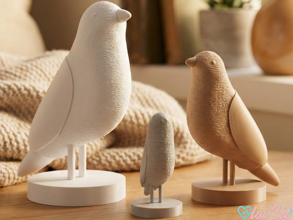 Japandi Style Birds - Minimalist Textured Decor