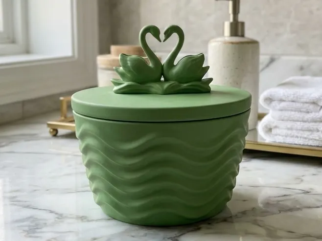 Elegant Swan Wavy Bathroom Vanity Decor Jar