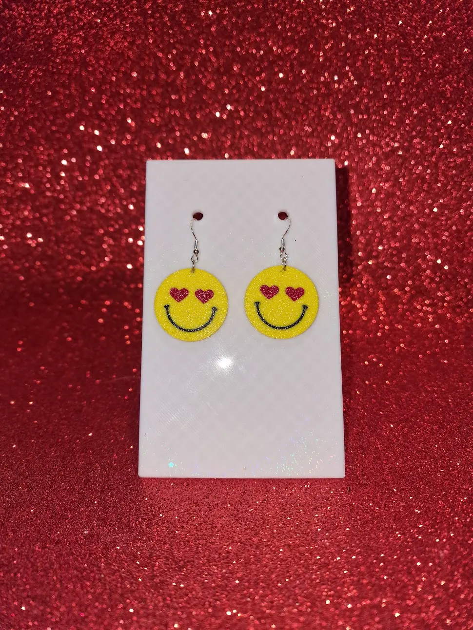 Valentine emoji earrings view 2