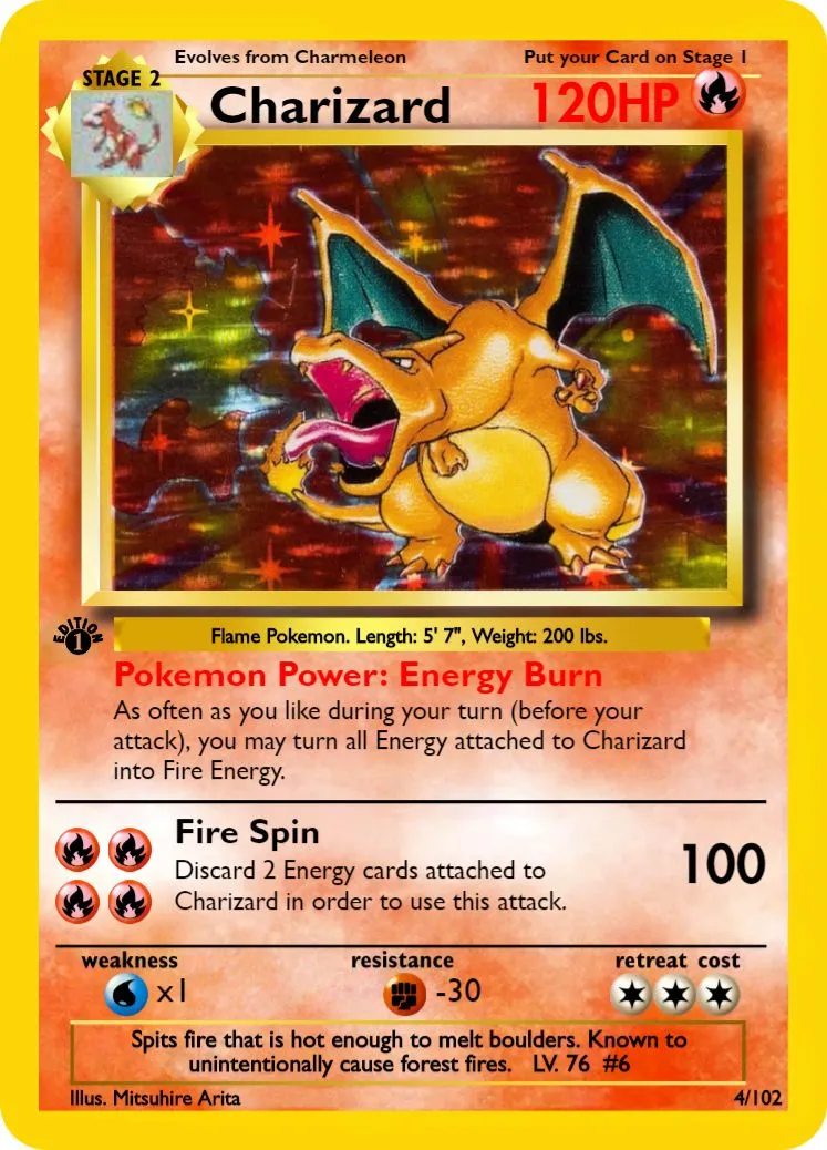 Charizard base set Pokemon TCG dragon figure - Free 3D Print Model ...