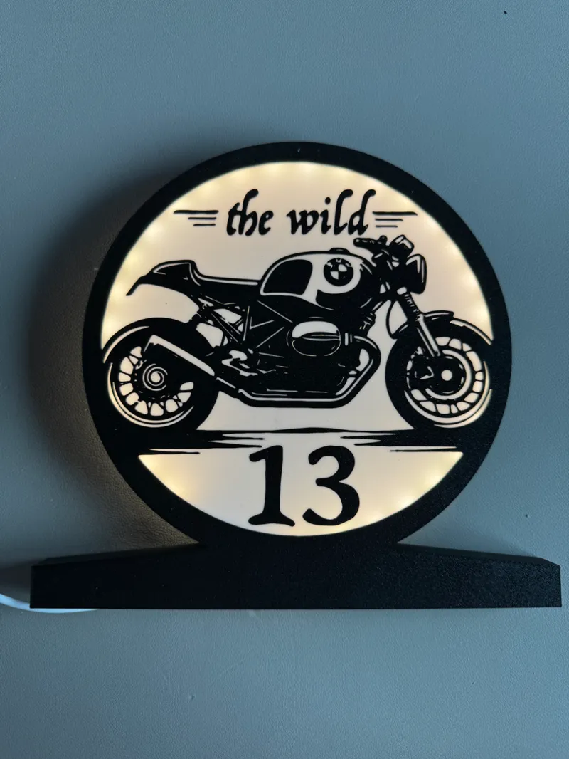 R9T - "the wild 13" Motorbike sign