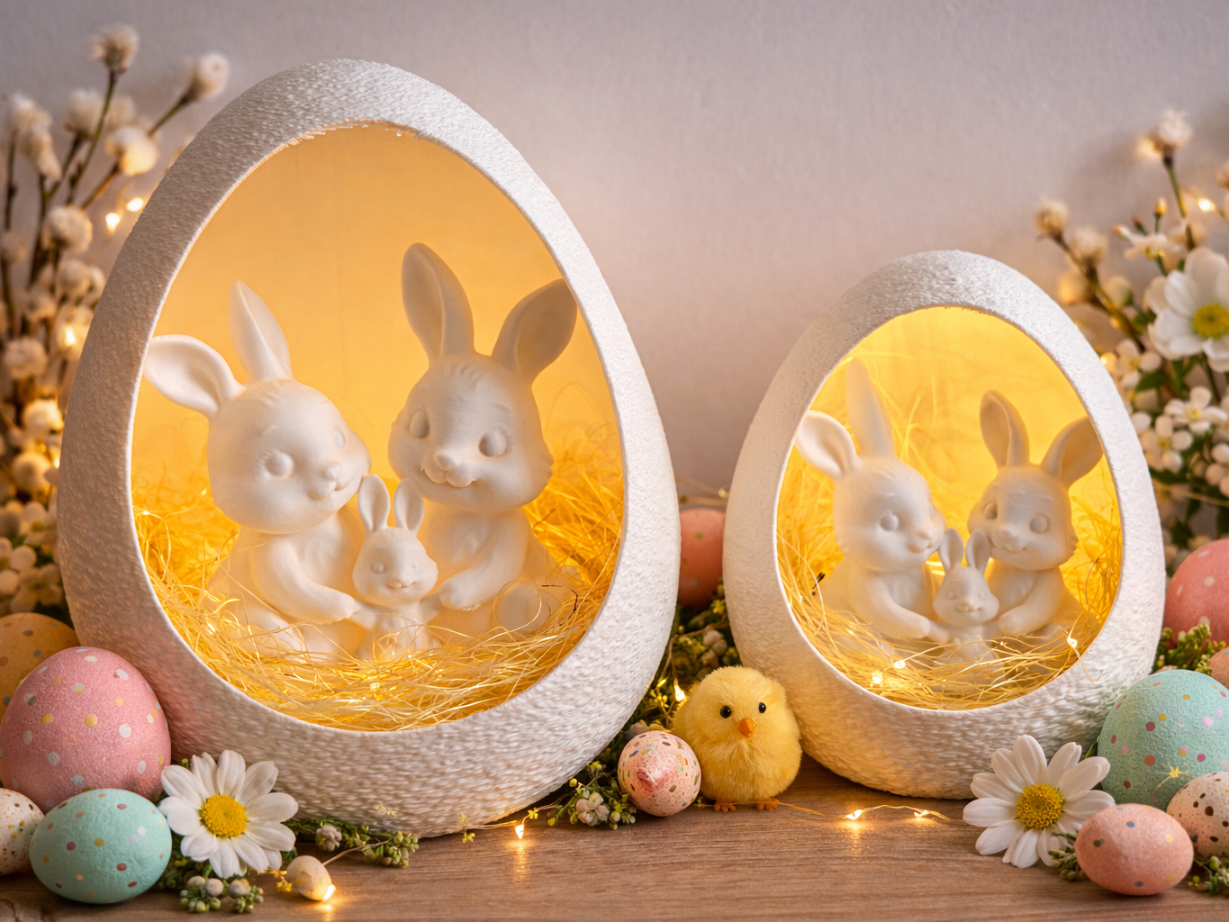 Easter Bunny Family Egg Lamp