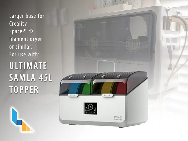 Larger filament dryer base for SAMLA TOPPER