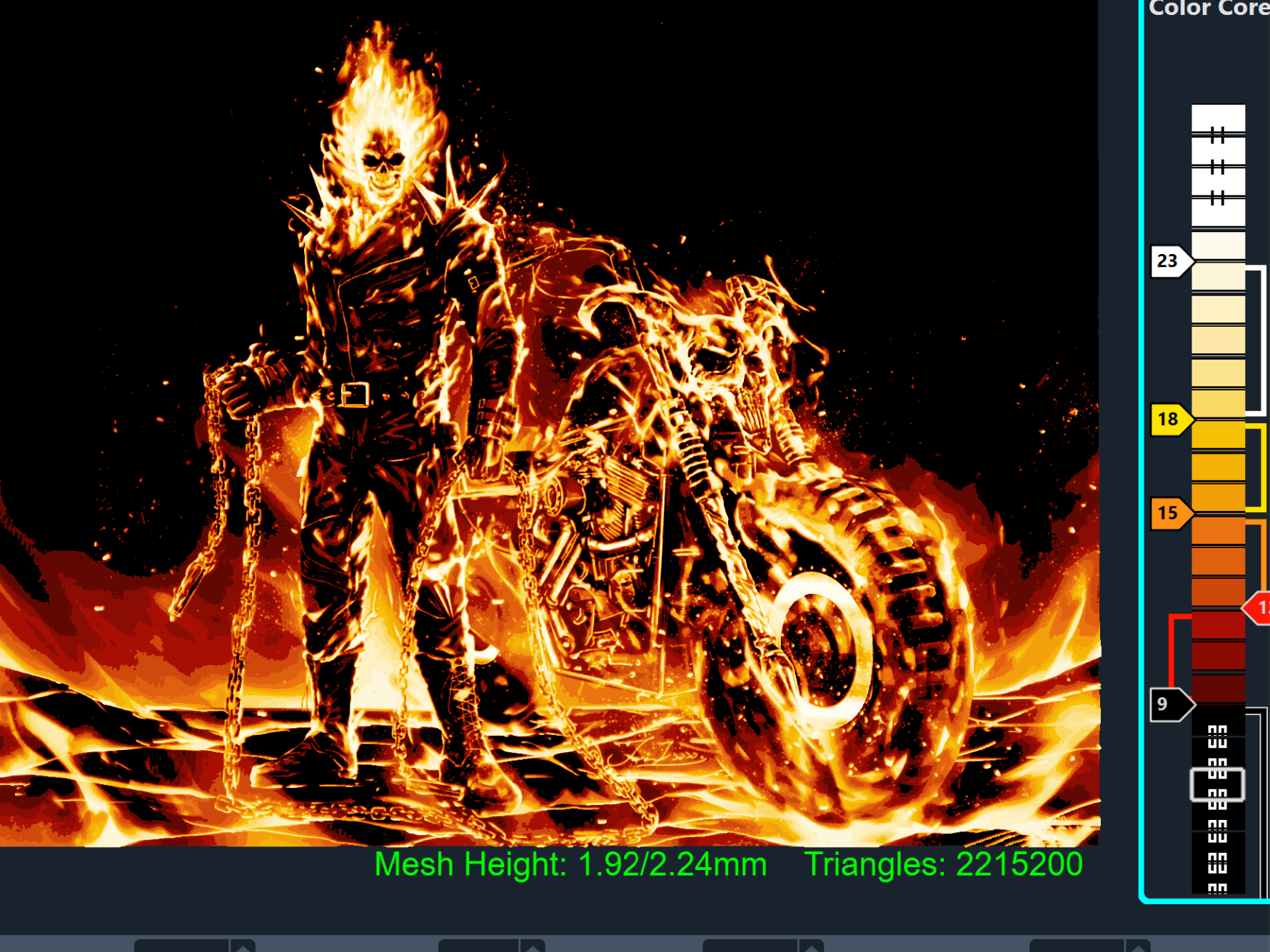 HueForge Ghost Rider 5 colors