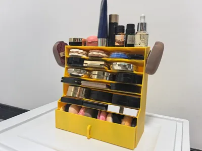 Cosmetics organizer: Dedicated storage for pressed powder, cushion foundation, and powder puffs