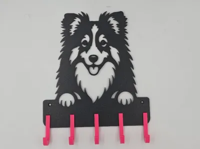 Dog Leash & Collar Holder, Shetland Sheepdog