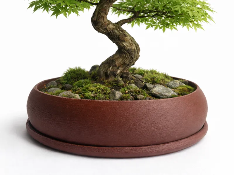 Schlichter ovaler Bonsai Topf mit Untersetzer