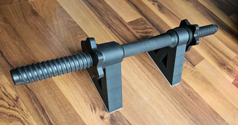 Paralettes (push up stand) using a dumbbell rod