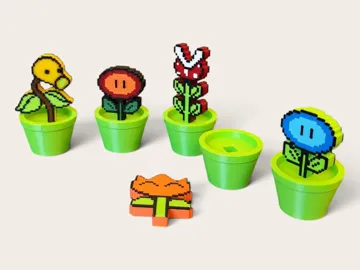 Accesorio para impresora 3D: 8-Bit Mario Plants & Pots Set — vista de referencia 3