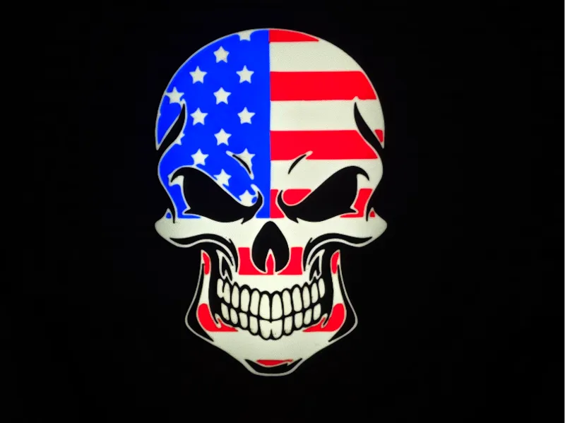 American Flag Skull Light Box
