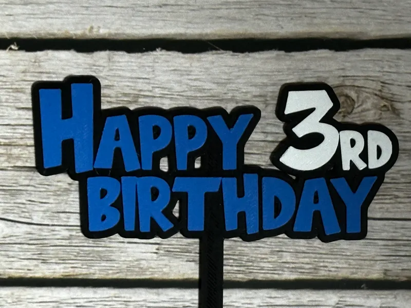 Happy 3rd Birthday Day Cake Topper