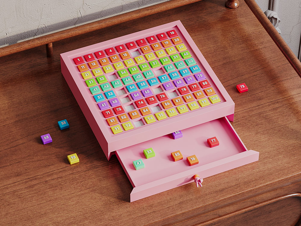 Miniatura 2 do modelo 3D 幼儿数字1-100 拼图积木教具