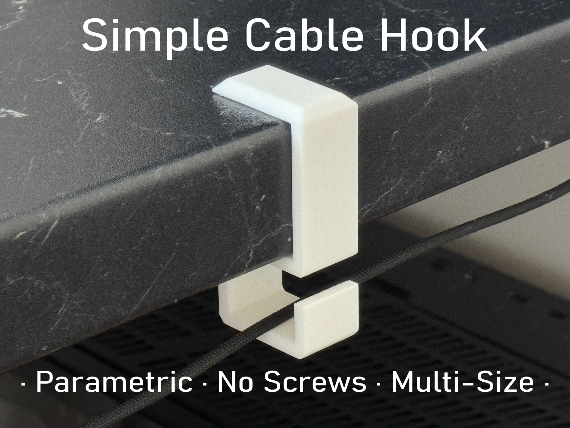 Simple Parametric Cable Hook (No screws)