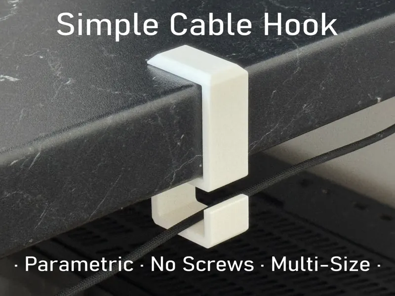 Simple Parametric Cable Hook (No screws)