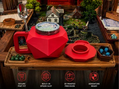 D20 Pint Holder With Lid and Secret Compartment