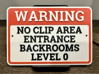 Backrooms “No-Clip Area” Warning Sign – Level 0