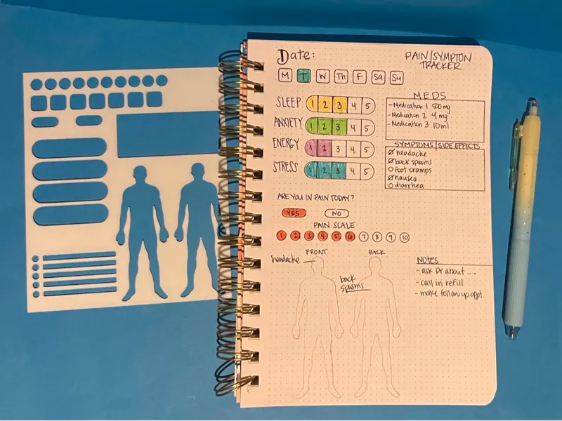 Pain + Symptom BuJo planner Tracker Stencil